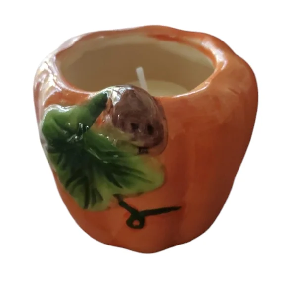 Pumpkin Candle Holders Fall Table Ceramic Decor Lot of 3 - Picture 2 of 9